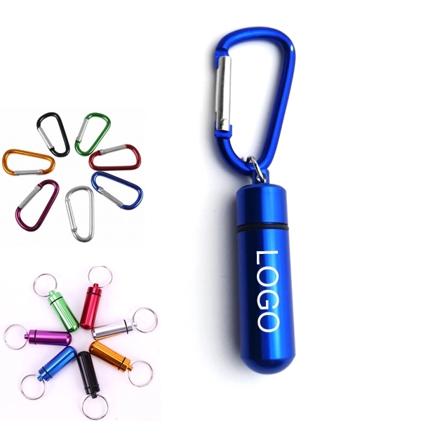 Aluminium Capsule Case Keyring with Carabiner 1