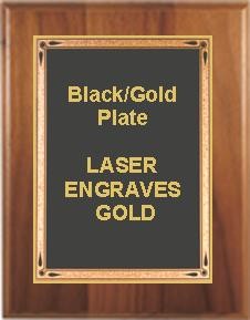 10-1/2" x 13" Cherry Finish Plaque with a Black Teardrop Plate 1