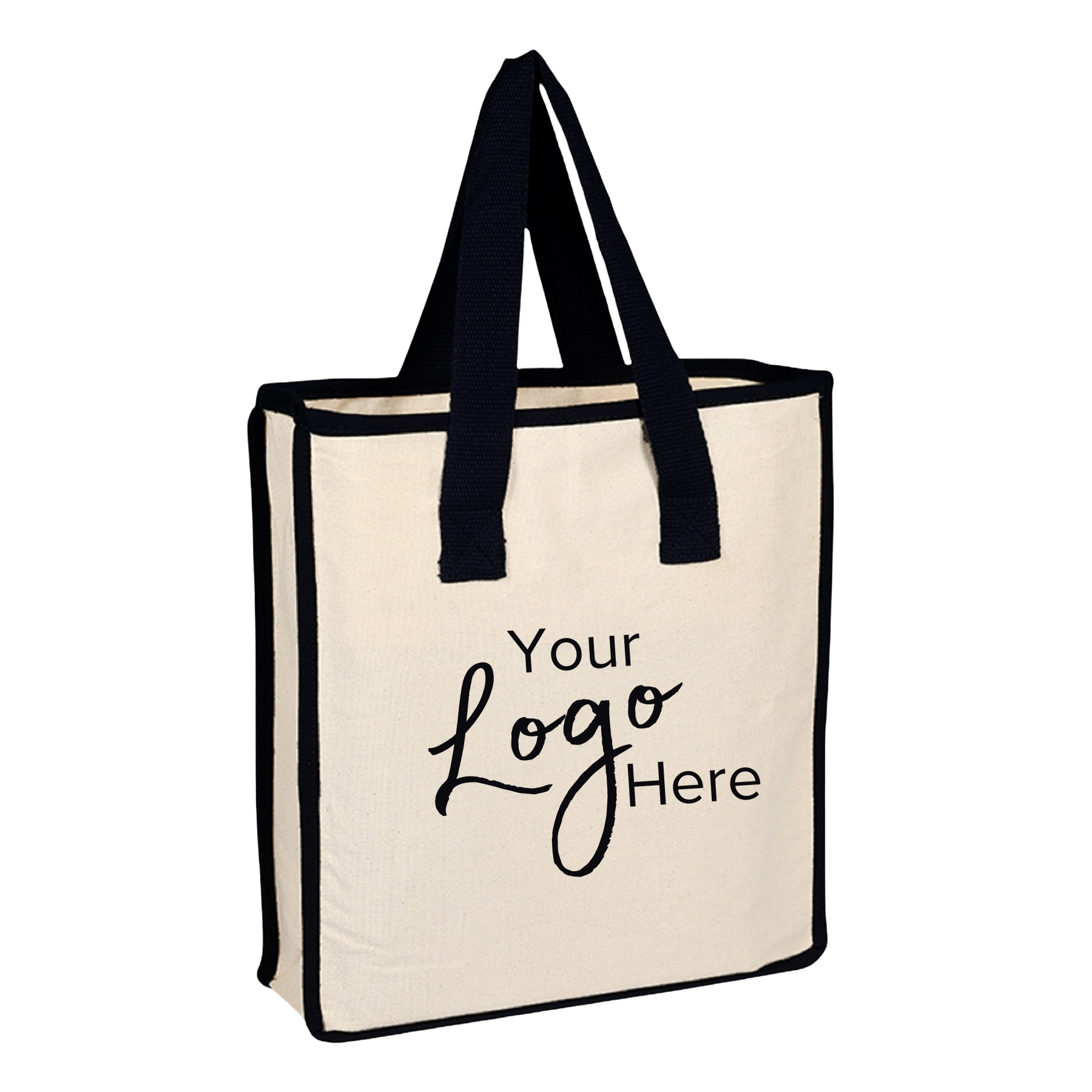 Canvas Shopping 14"W x 15"H x 4" Gusset Bag with Natural Handles, custom tote bag with logo imprint 7