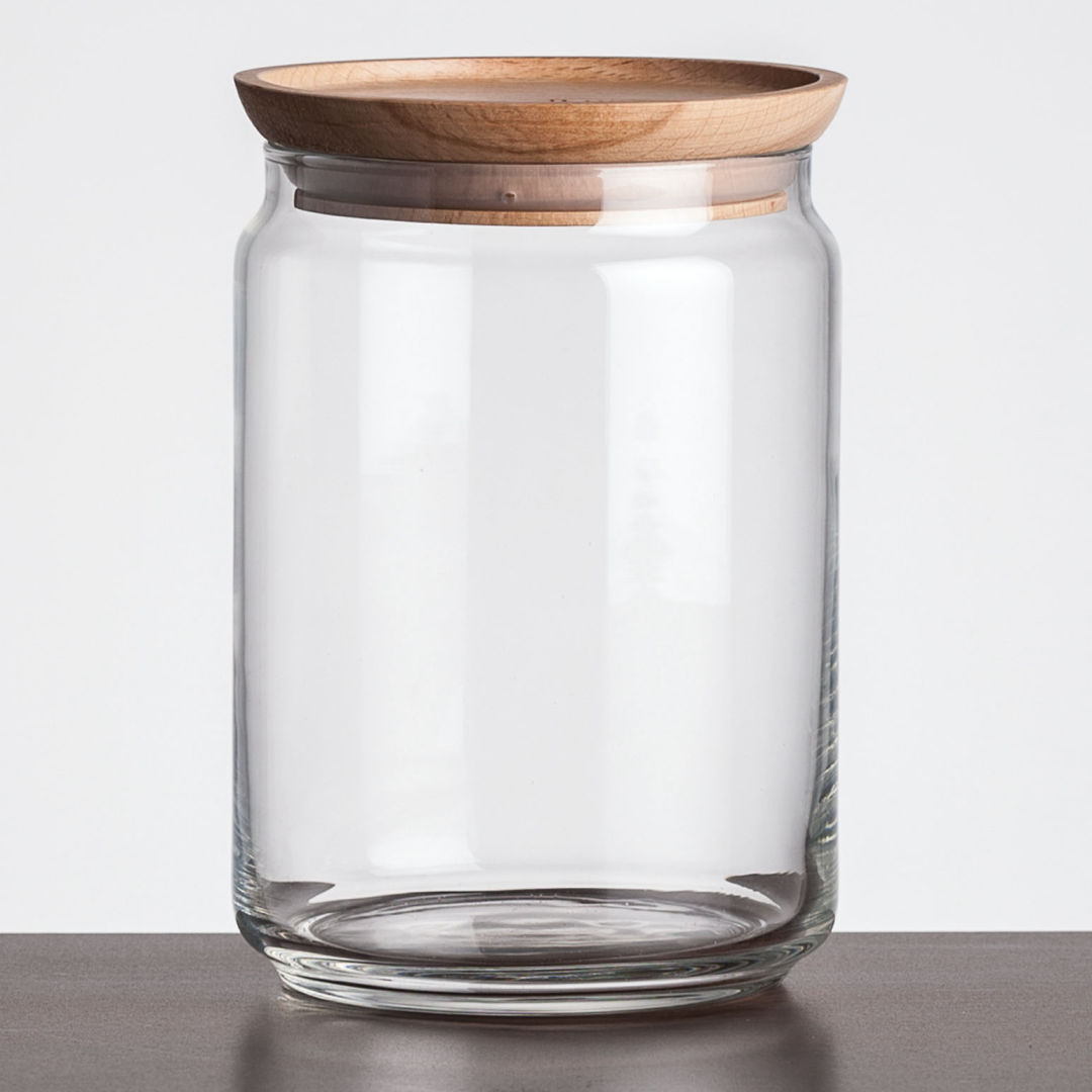 Finch Jar with Wooden Lid - Deep Etch 1
