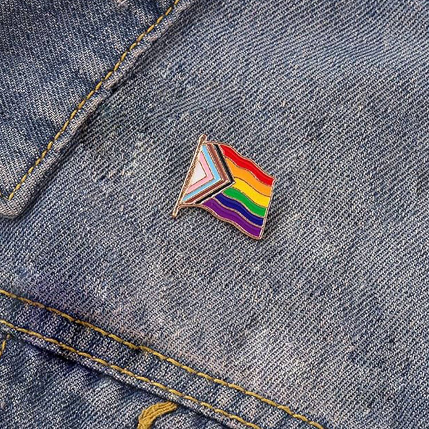 Custom Rainbow Flag Shaped Brooch Pin Badge for Men Women 3