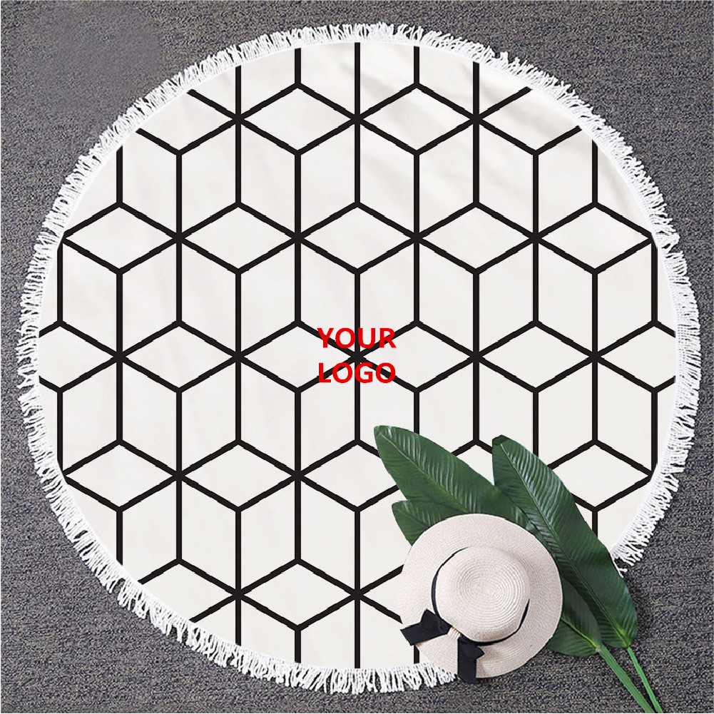 Microfiber geometric series round beach towel 5