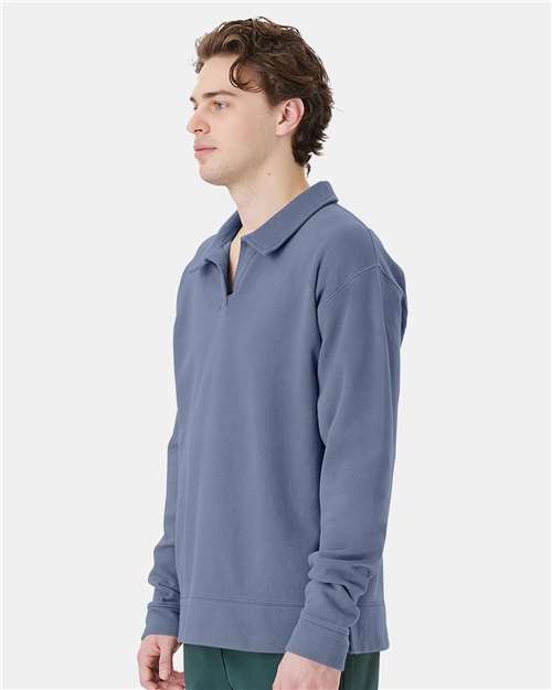 Unisex Garment-Dyed Polo Collar Sweatshirt - GDH490 47