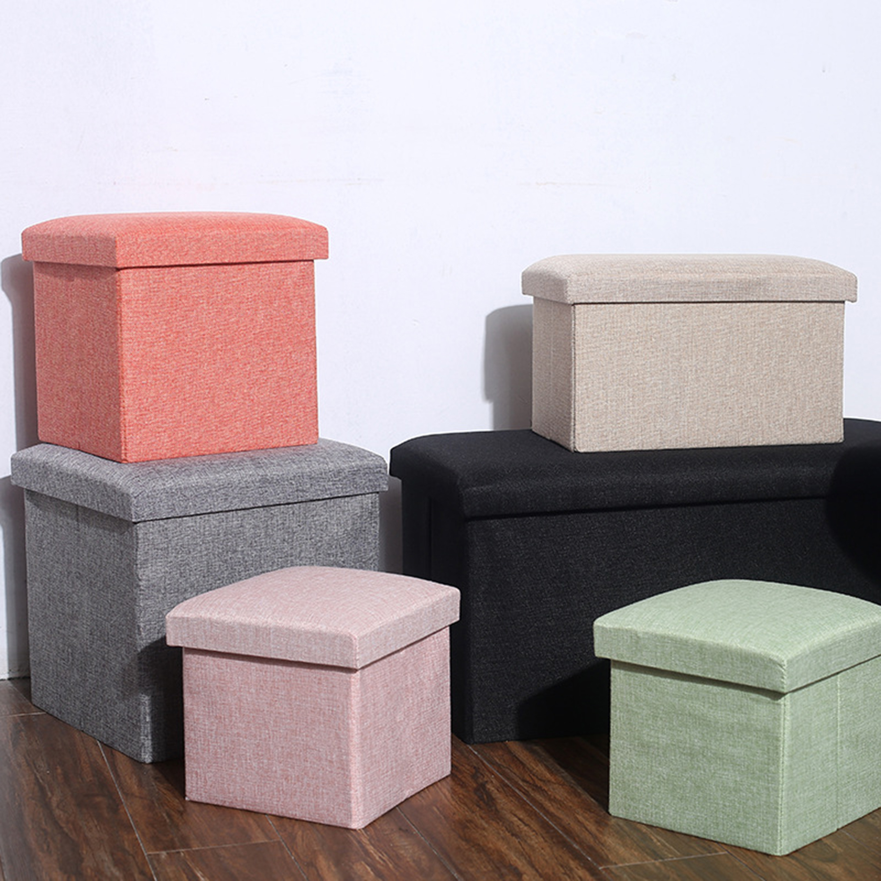 Foldable Storage Ottoman Design Rest Seat 2
