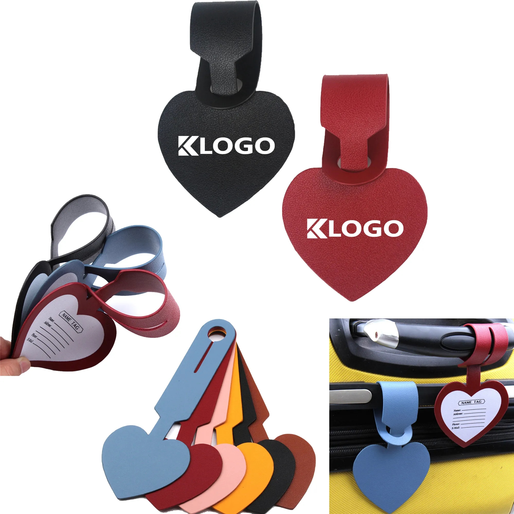 Heart Shape Luggage Tag PU Leather 5