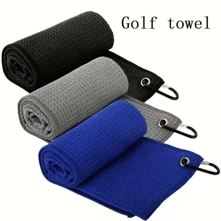 Embroidered Waffle Golf Towels with Carabiner Clip 3