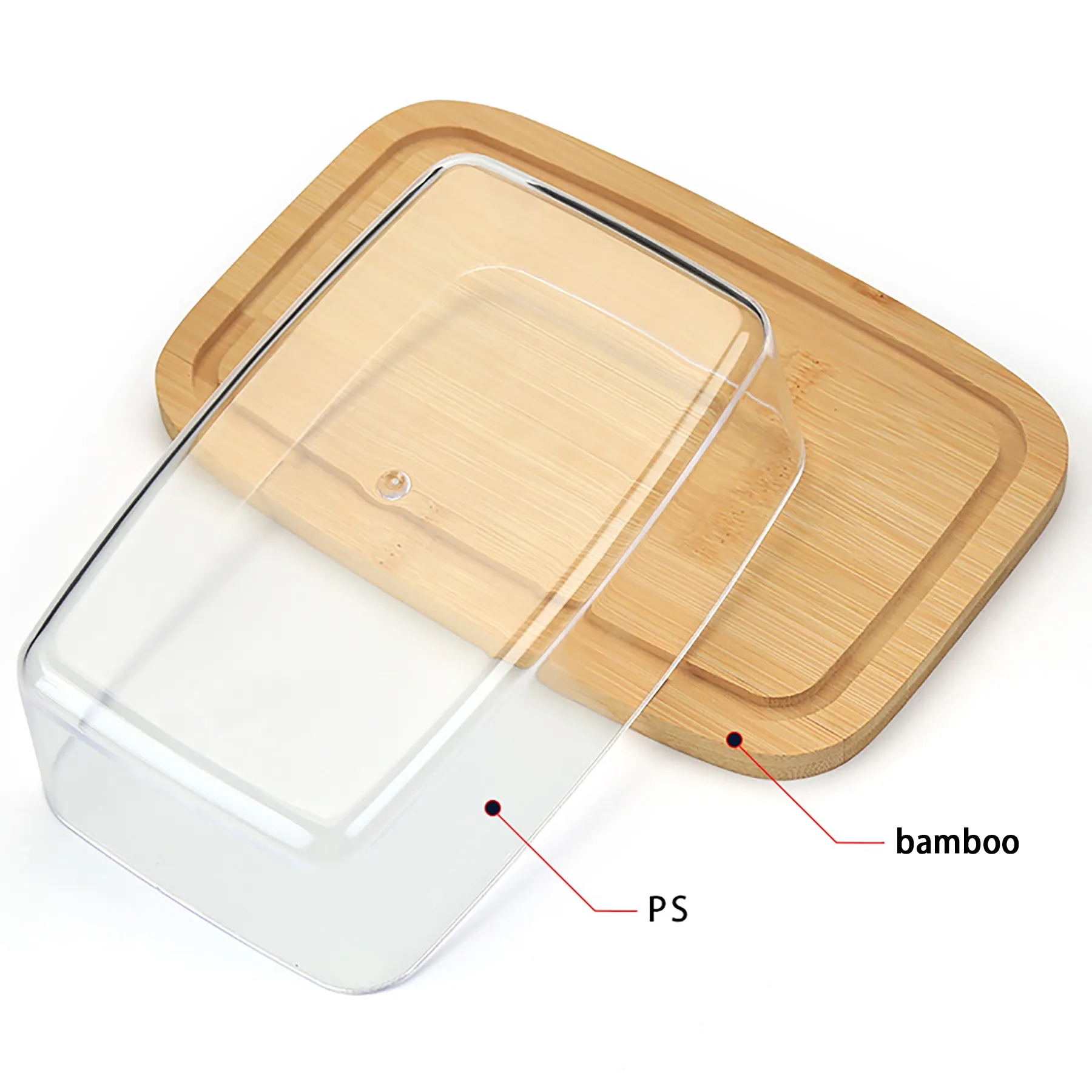 Wood Color Rectangular Bamboo Butter Box 6
