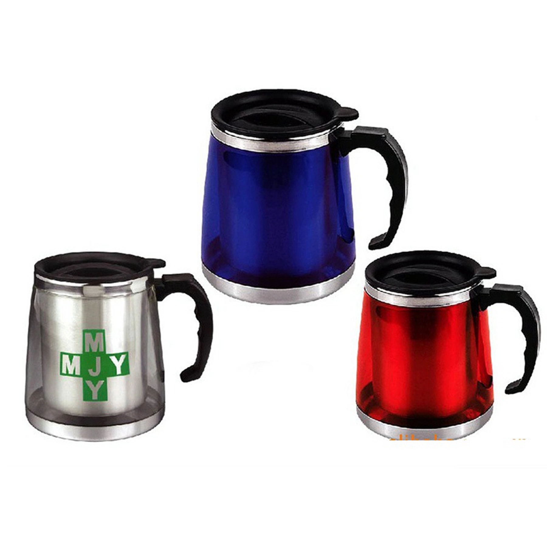 15 Oz. Outer Plastic Inner Stainless Steel Cup with Handle 2