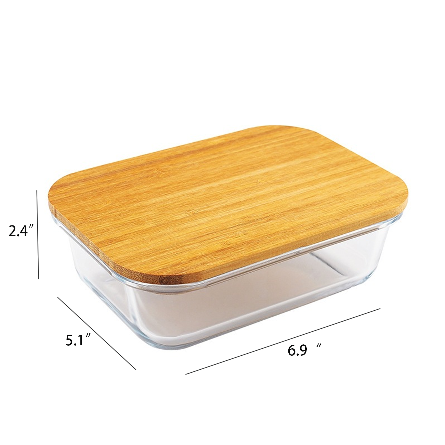 23oz Bamboo Lid Clear Glass Lunch Bento Box 4