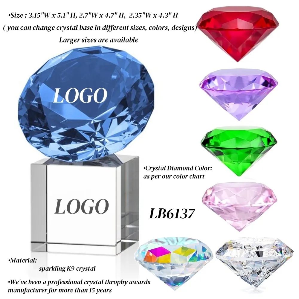 Crystal Diamond Paperweight Logo Display Sign Award 4