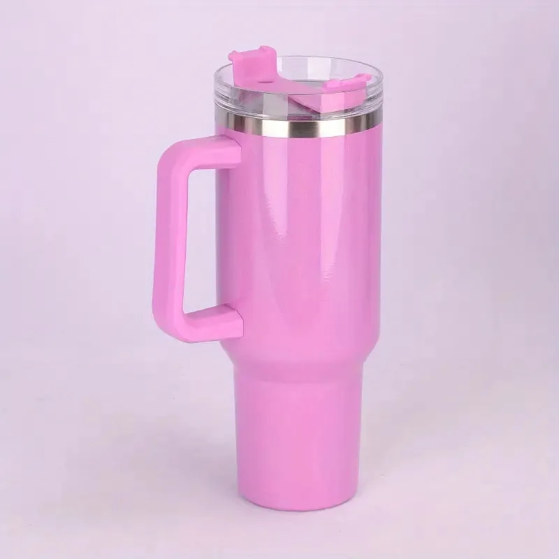 40oz Portable Rainbow Gradient Car Tumbler With Handle Straw 4