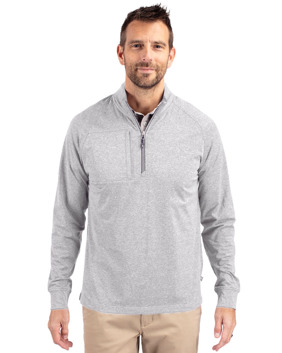 Cutter & Buck Adapt Recycled Soft Knit Stretch Mens Big & Tall Heathered Quarter Zip Pullover Big & Tall 59