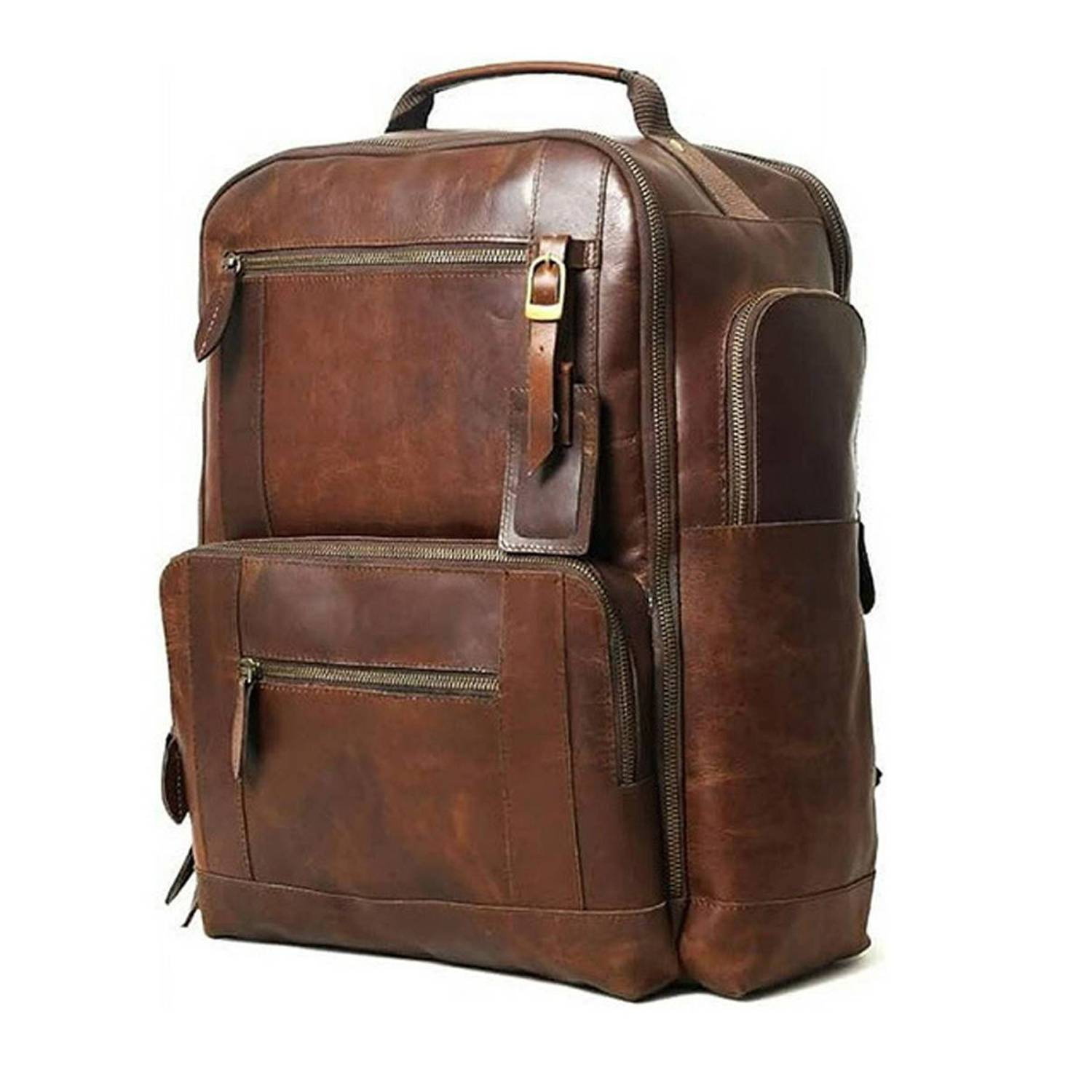 Vintage PU Leather Large Capacity Backpack 4