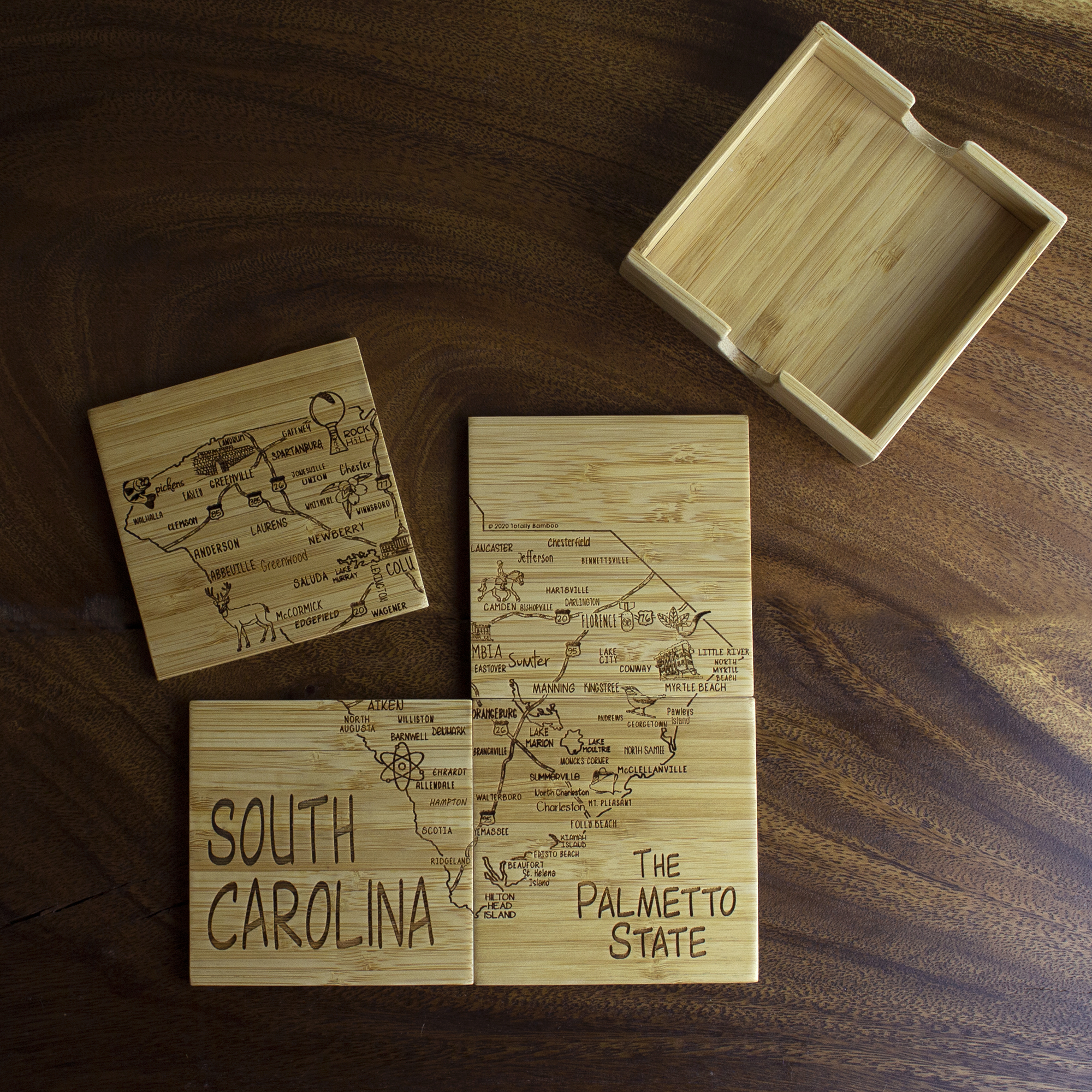 South Carolina Puzzle Coaster Set 4