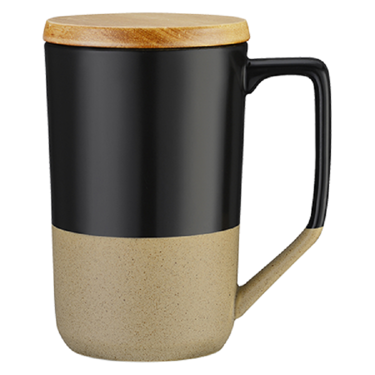 Imari Modern Two-Tone 15oz Mug with Curved Handle and Wood Lid 6
