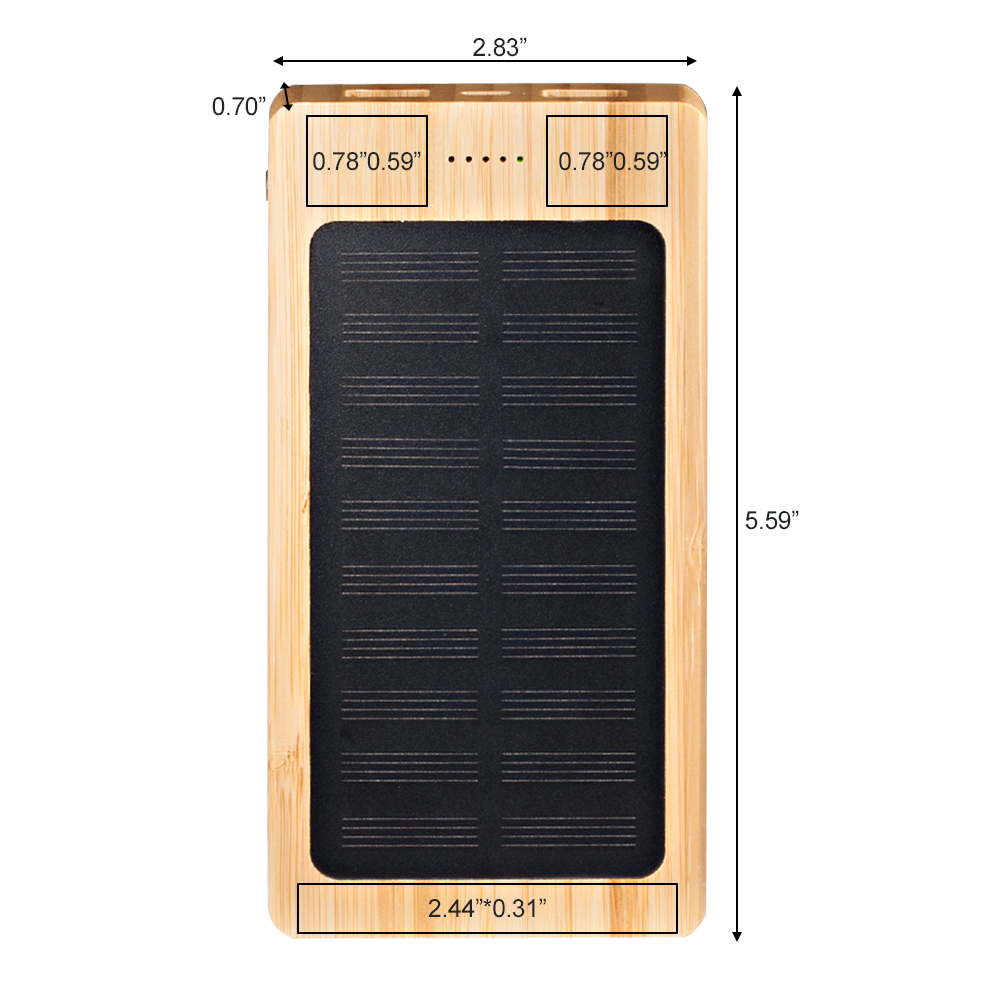 Marquette Solar Panel 8000mah Bamboo Power Bank