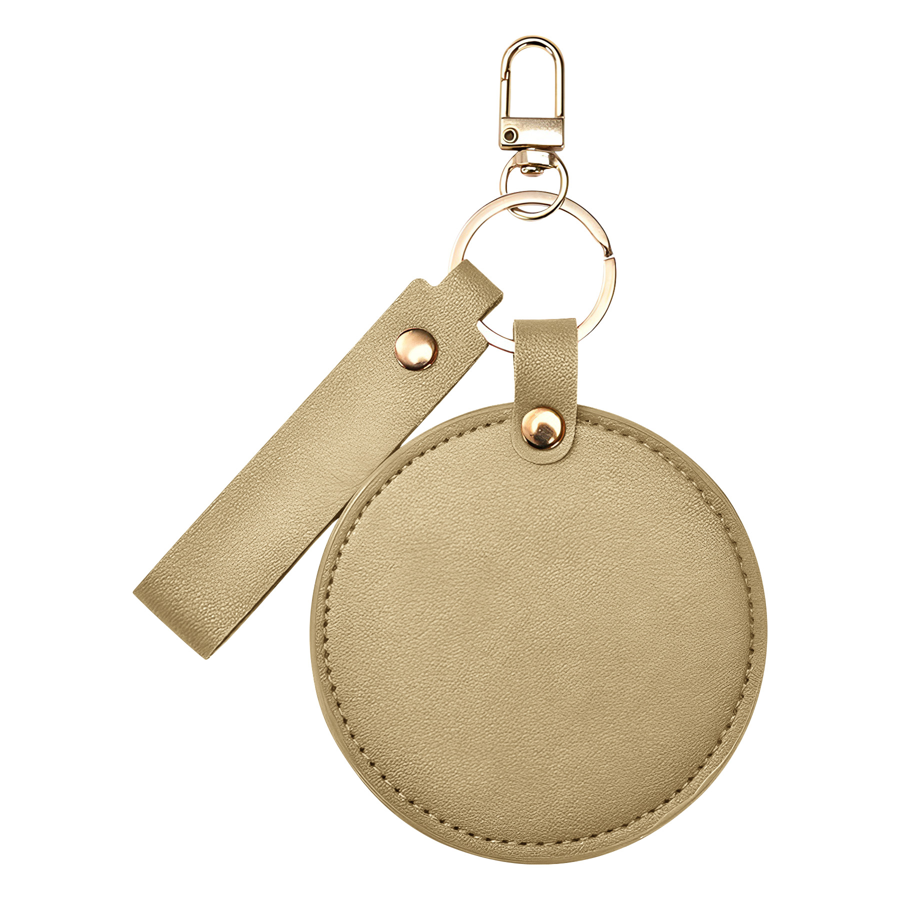 Compact Round Leather Makeup Mirror Keychains 10