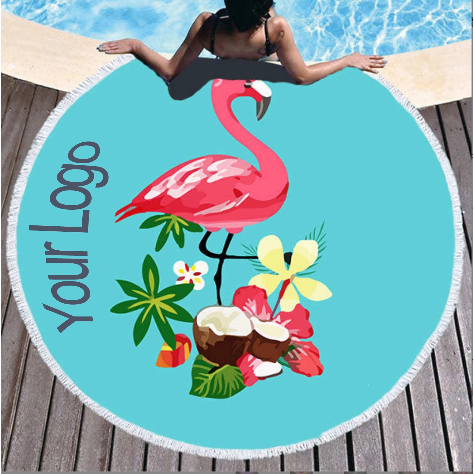 59 Inch Microfiber Fabric Round Beach Towel 3