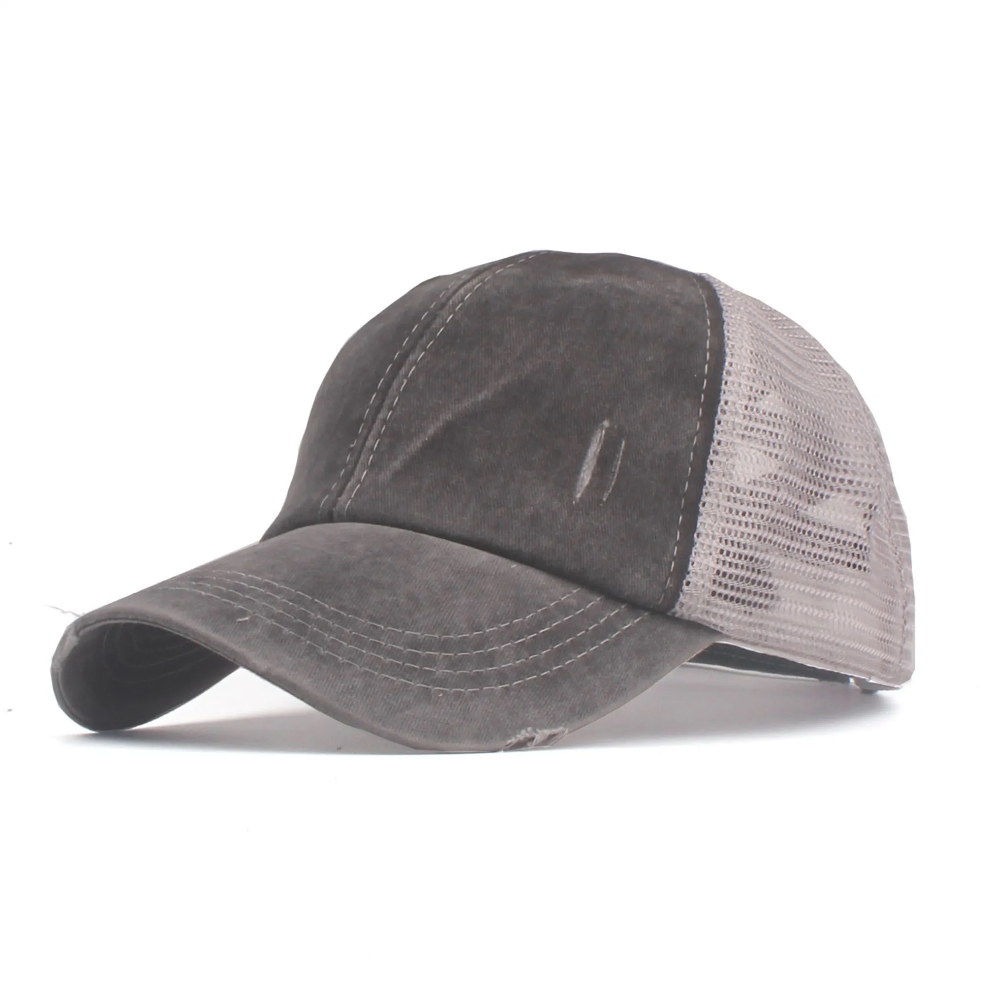 Washed Cotton Ponytail Baseball Cap 7