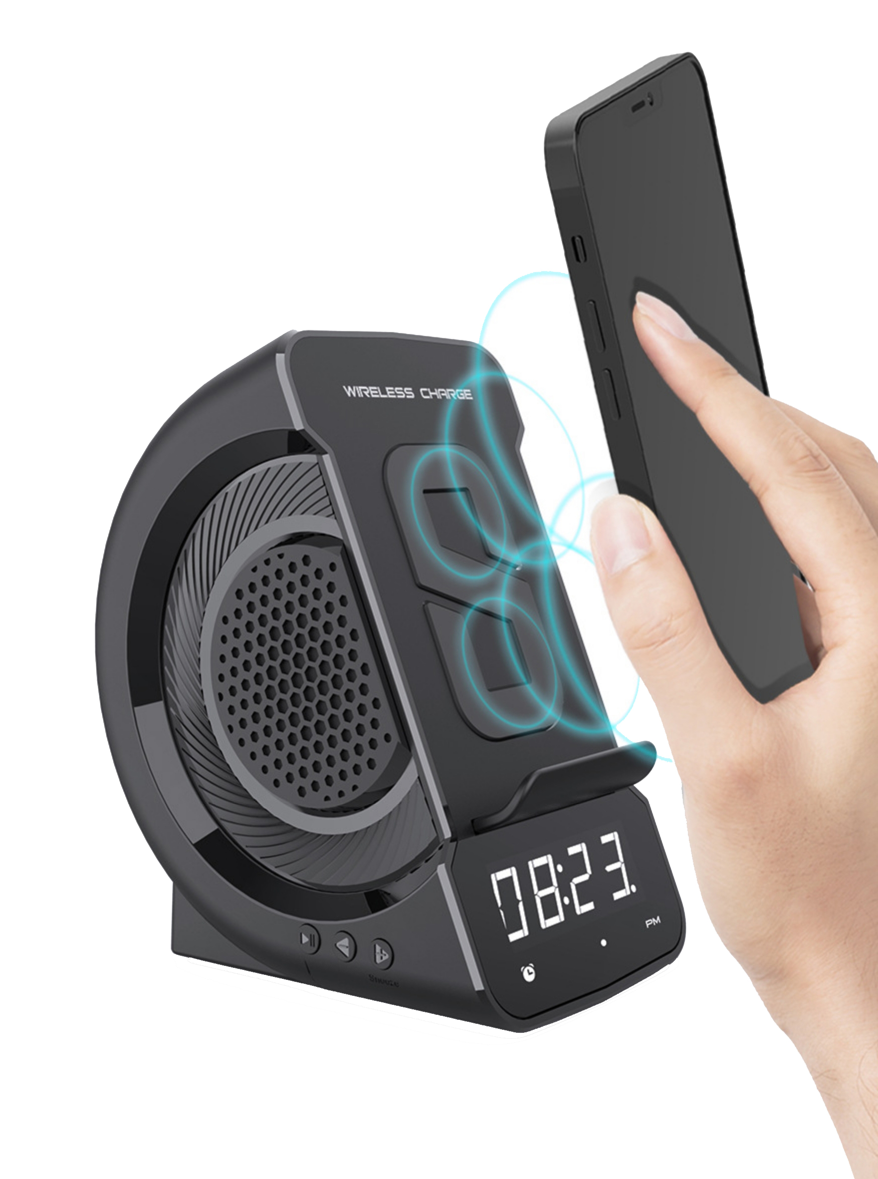 3 In 1 Bluetooth Speaker Alarm Clock with Wireless Charging 2