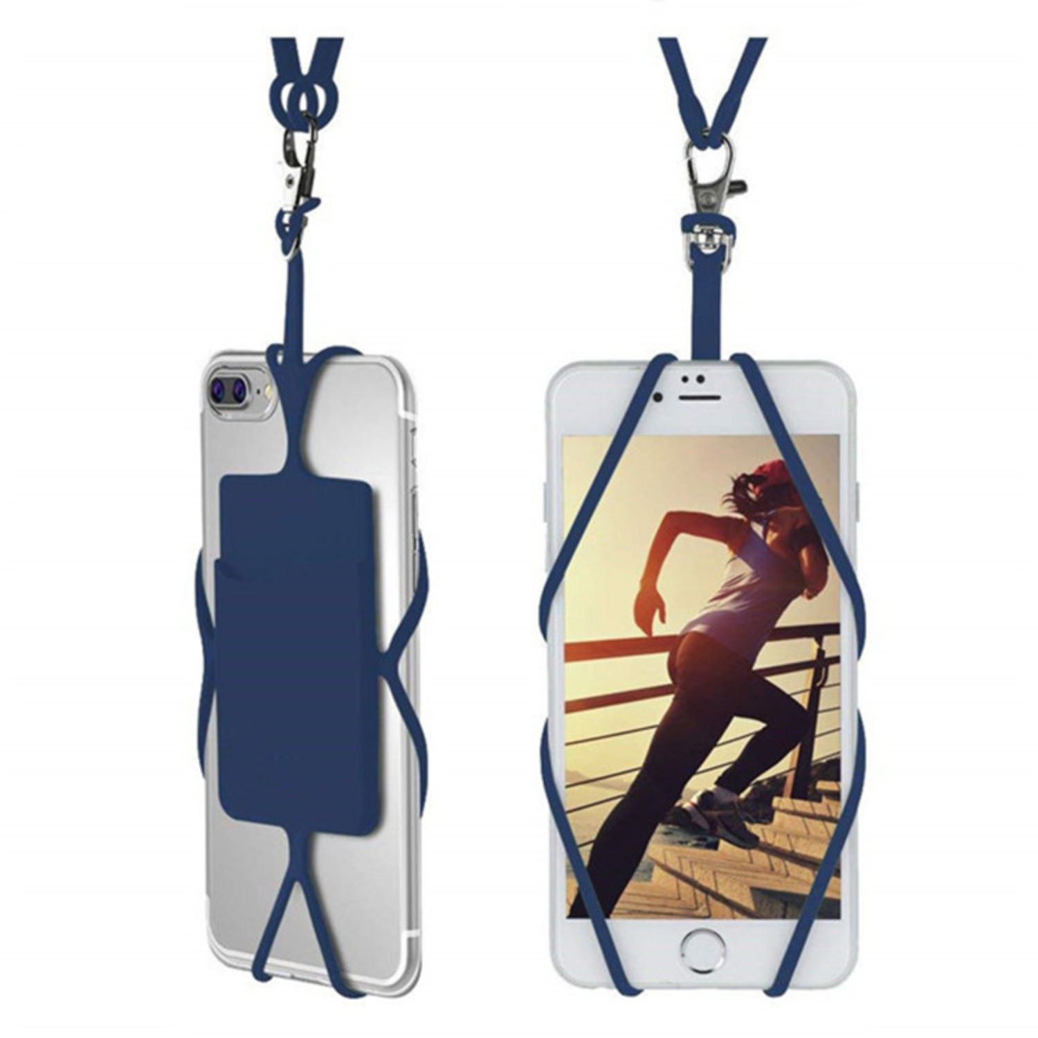 SILICONE PHONE WALLET WITH LANYARD ADHESIVE CARD HOLDER 3