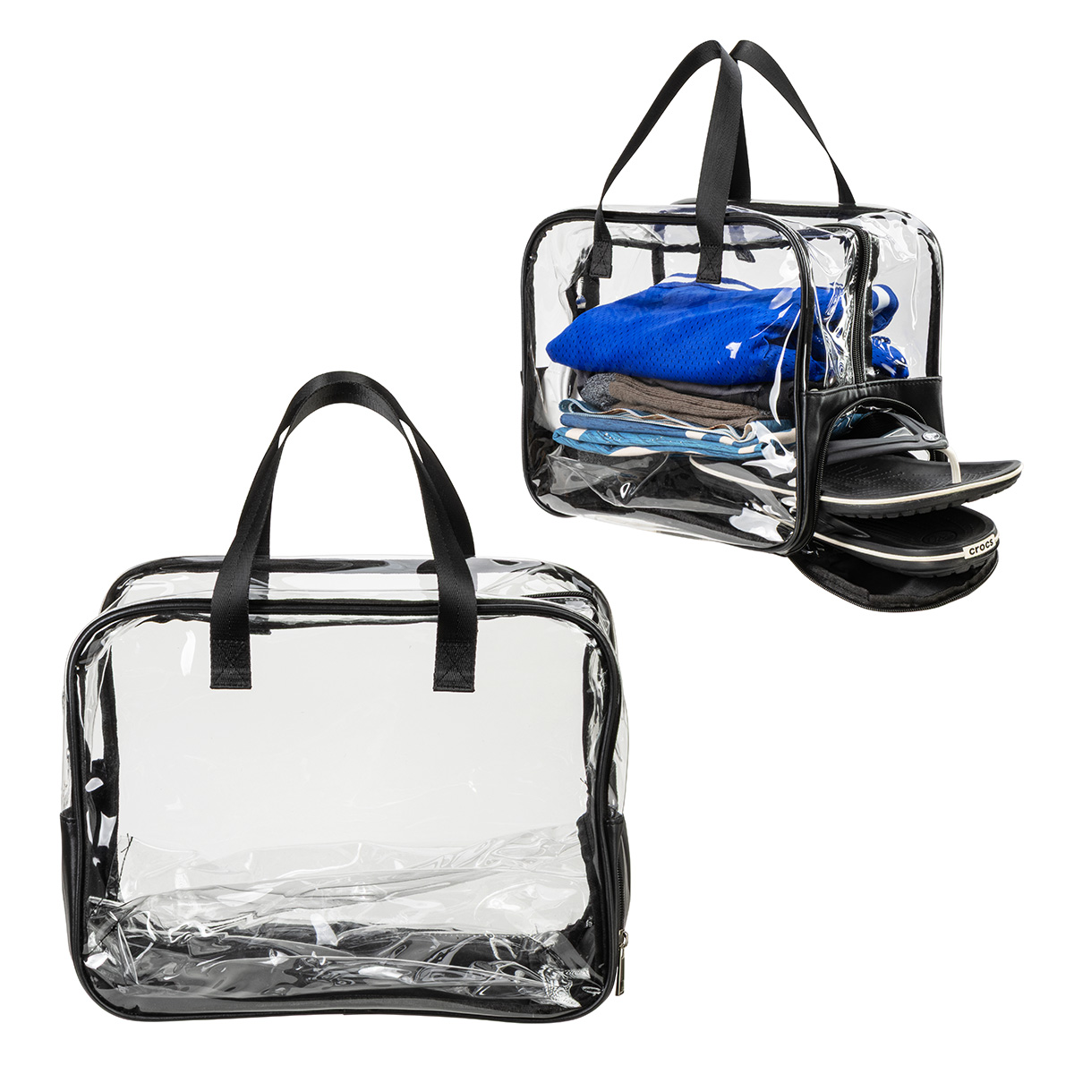 Gem Clear PVC Zippered Bag with Easy-Access Shoe Compartment 7