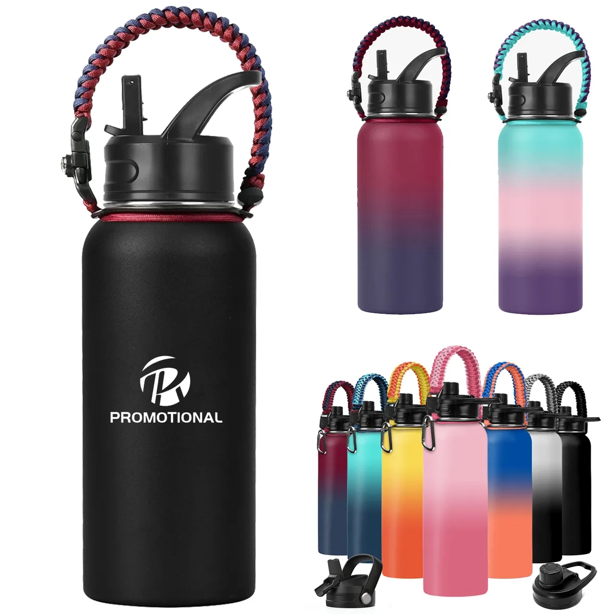 Insulated Water Bottle With Paracord Handles 2