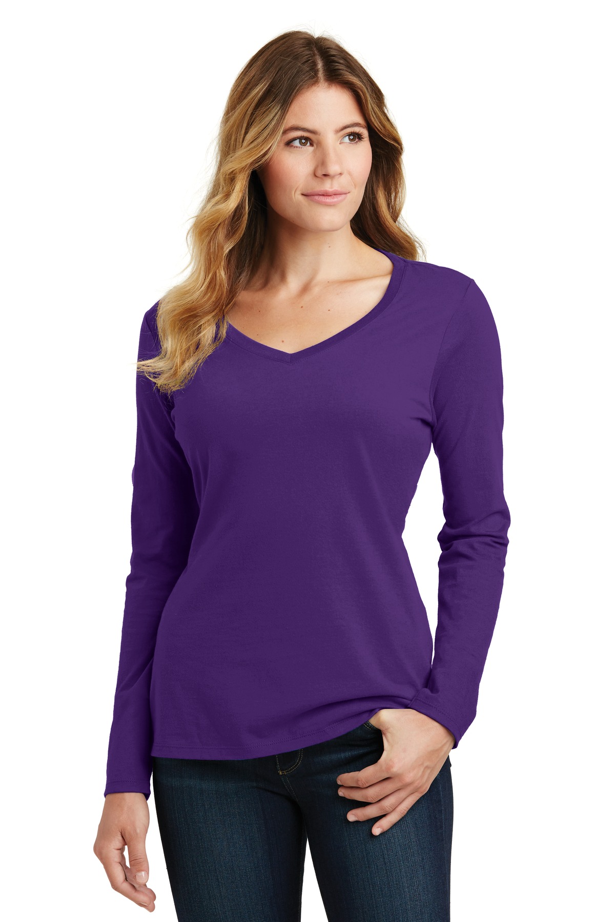 Port & Co Women's Long Sleeve Fan Favorite V-Neck Tee. LPC450VLS 10