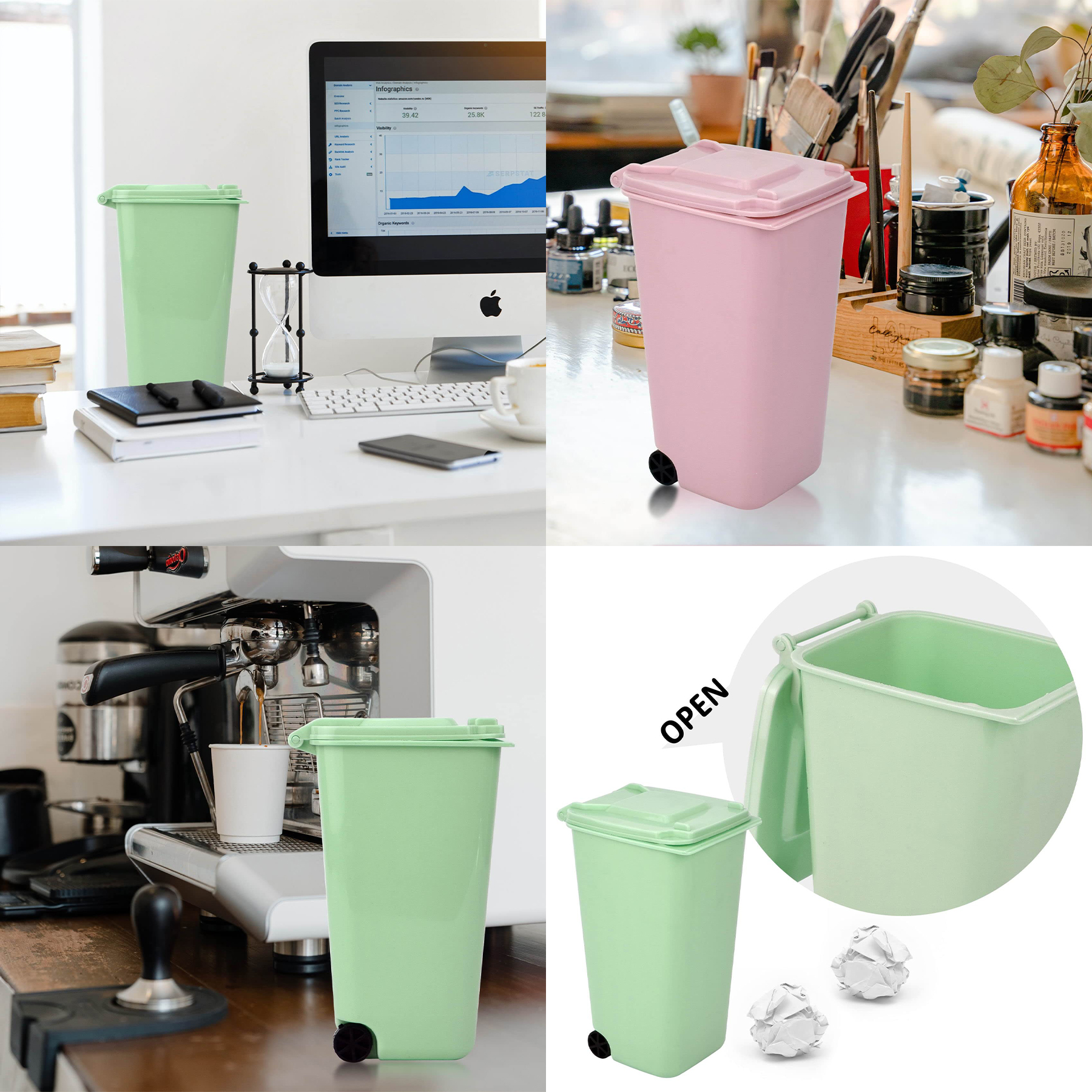 Mini Trash Can with Lid Swing Top 2