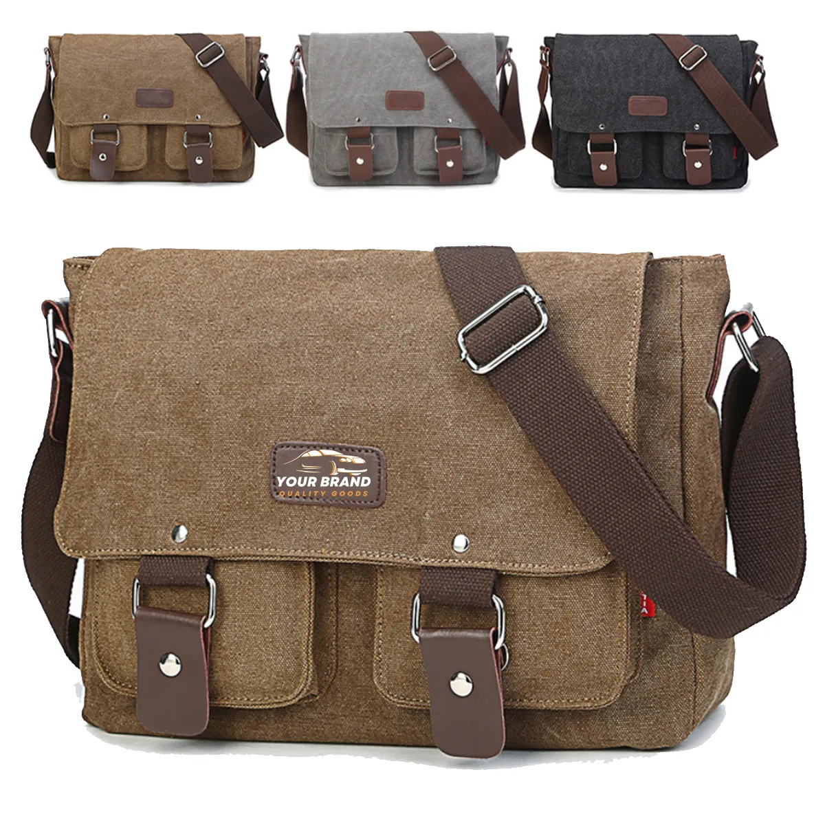 Men'S Canvas Shoulder Retro Messenger Military Bag 3