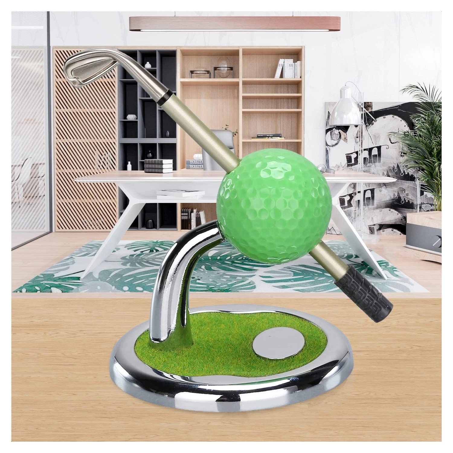 Golf Ball Pen Holder With Clock 2