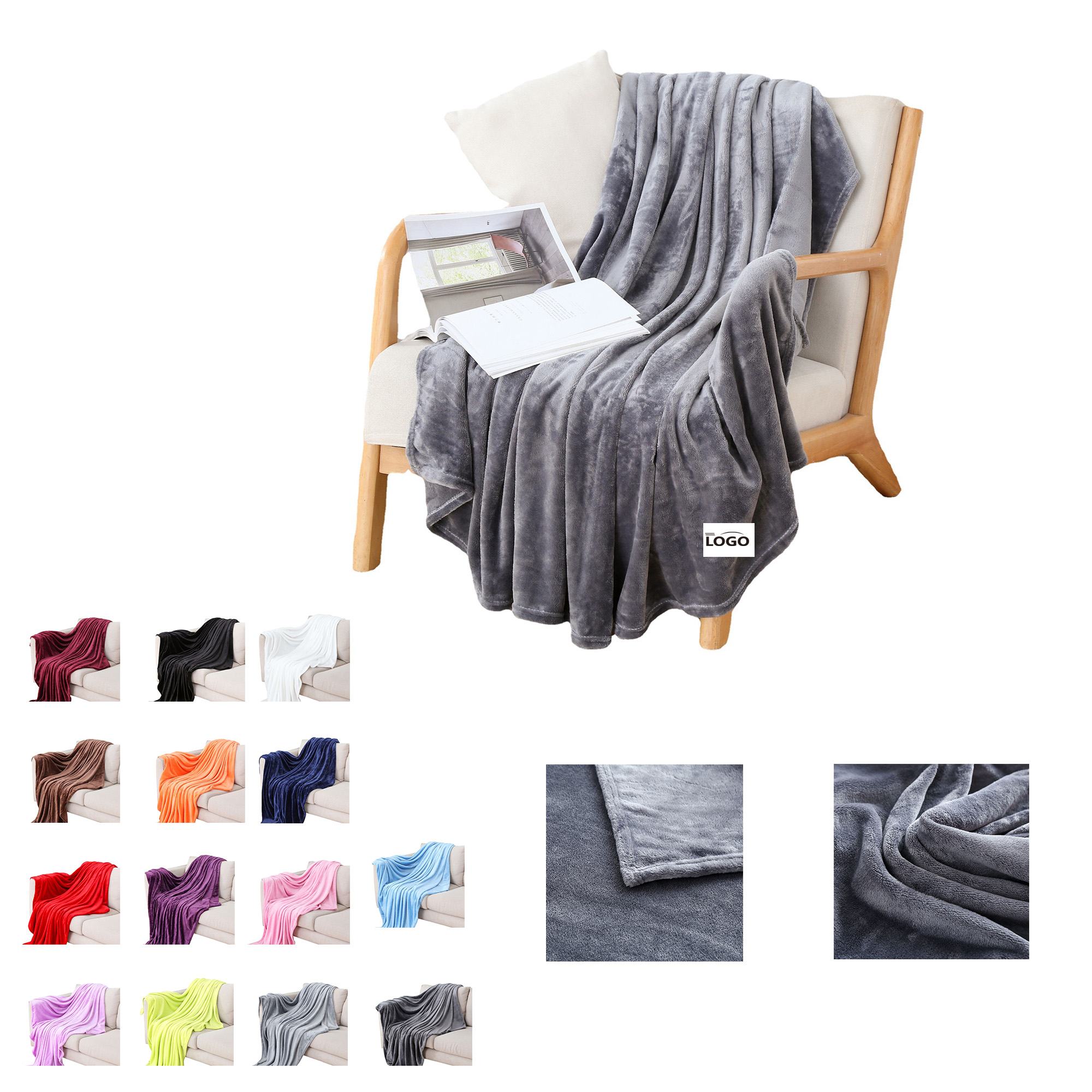 MOQ50 Interweaved Blanket for Sofa Couch Soft Flannel Fleece 7