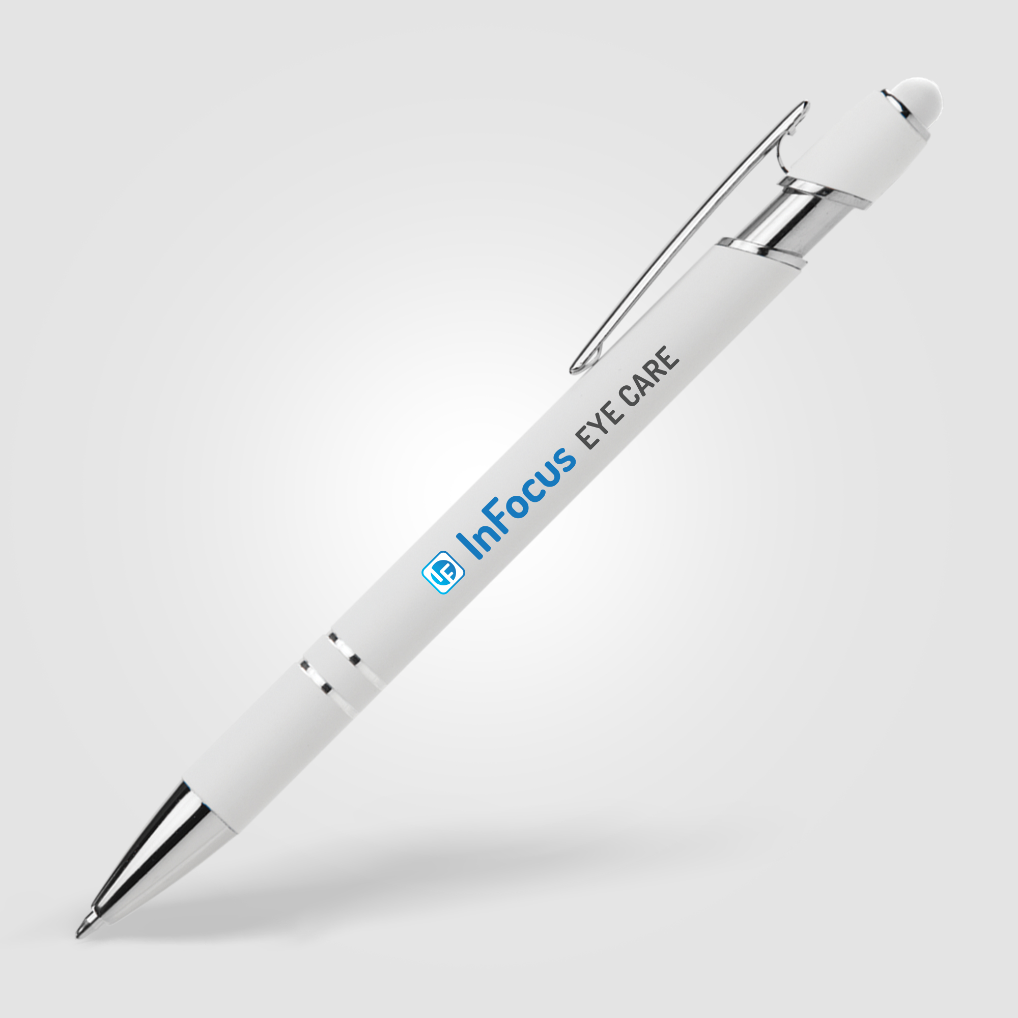Ellipse Softy White Barrel Metal Pen w/ Stylus 14