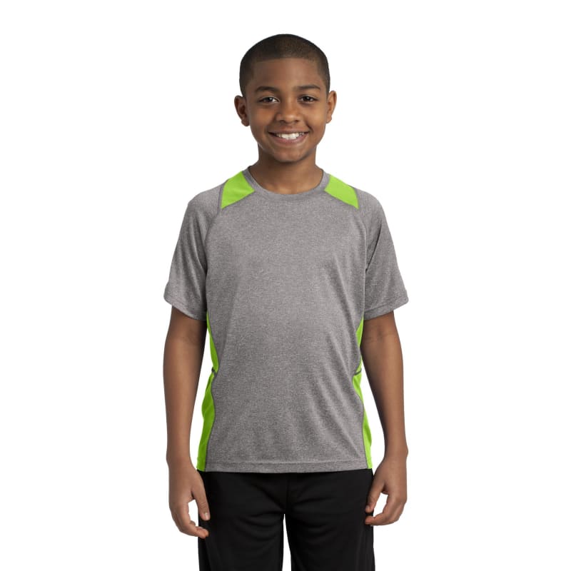 Sport-Tek Youth Heather Colorblock Contender Tee. 13