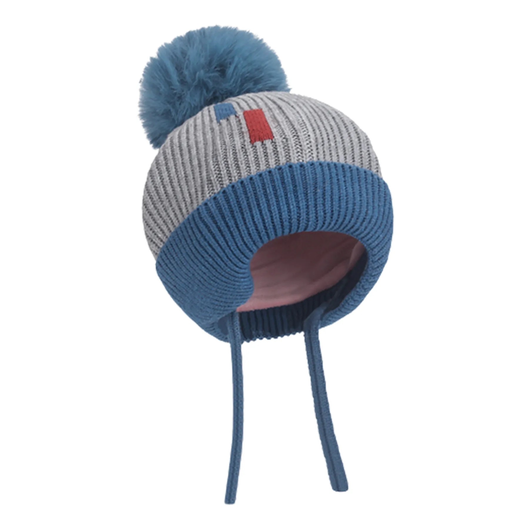 Contrast Pom-Pom Knitted Cap For Kids 4