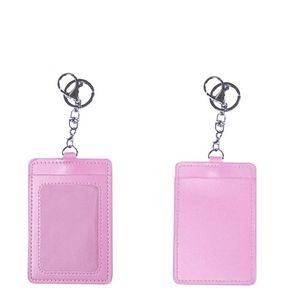 PU Leather 2 Pockets Card Holder Key Chain 14