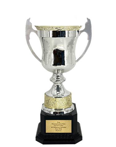 Cup Trophy: 14" Premium Rome style SILVER Metal cu 1