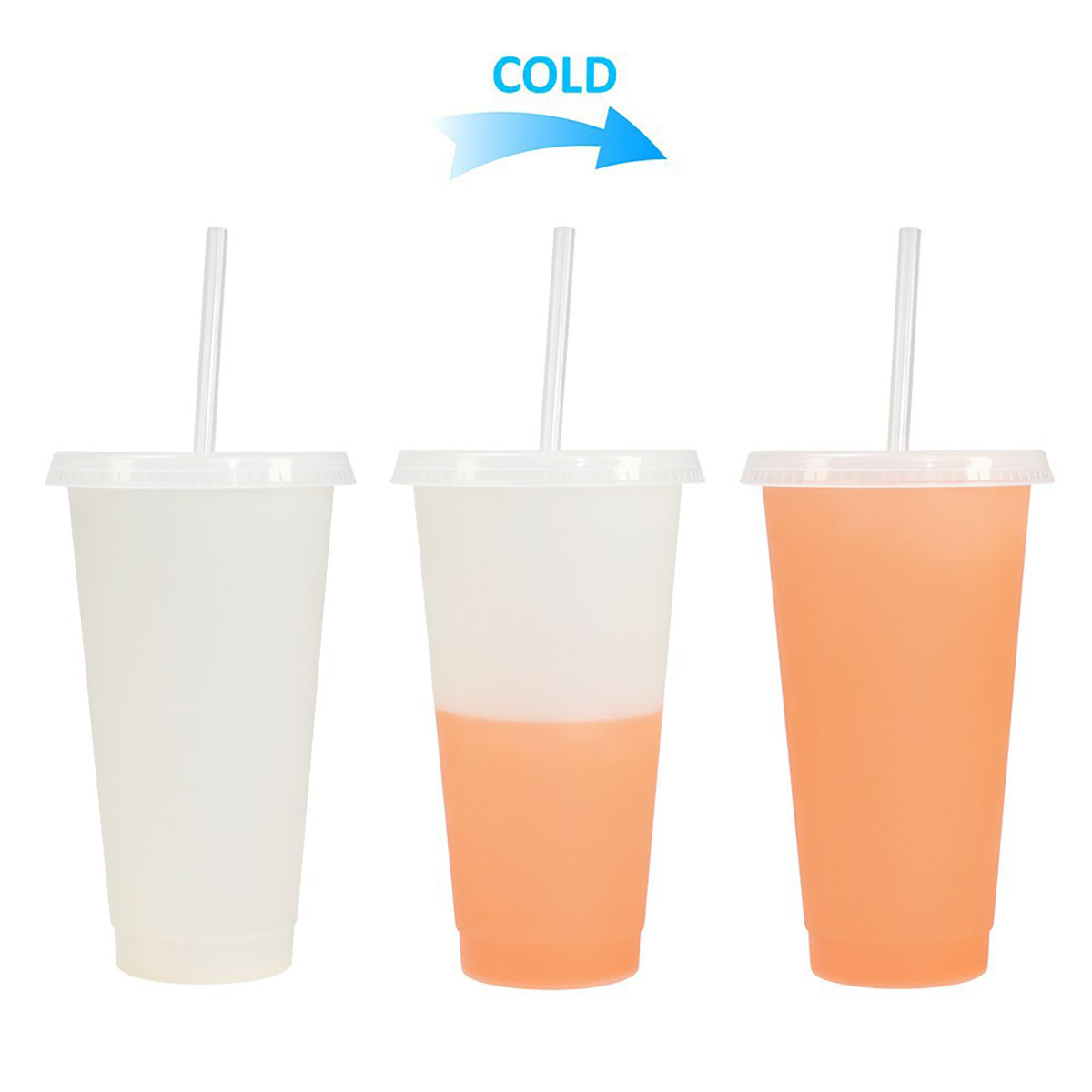 24Oz. Cold Color Changing With Lids and Straws Plastic Cups 2