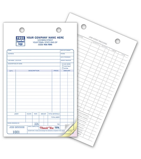 Work Order Register Forms, Large, Classic 1