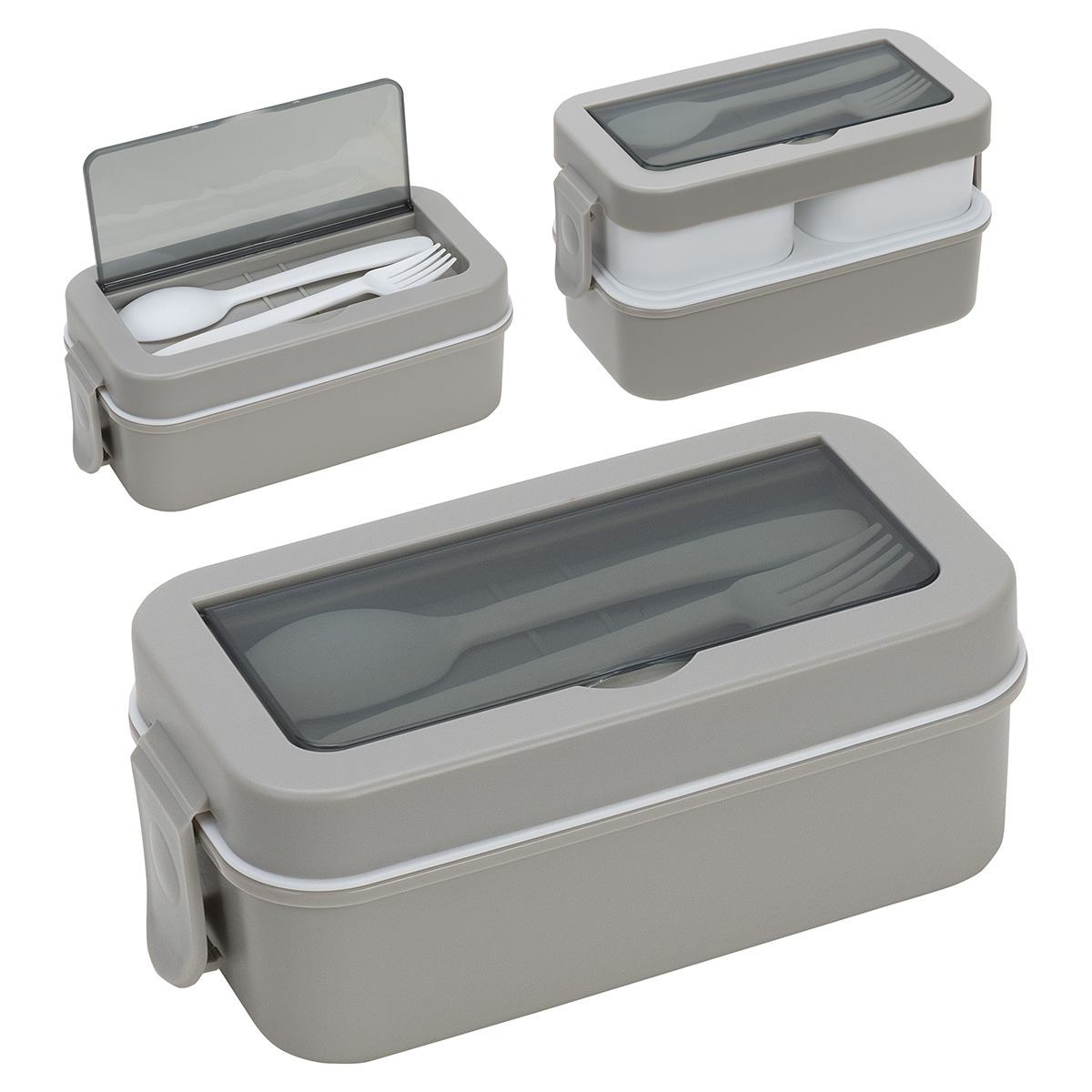 Connoisseur 3-Compartment Stackable Lunch Box with Utensils 4