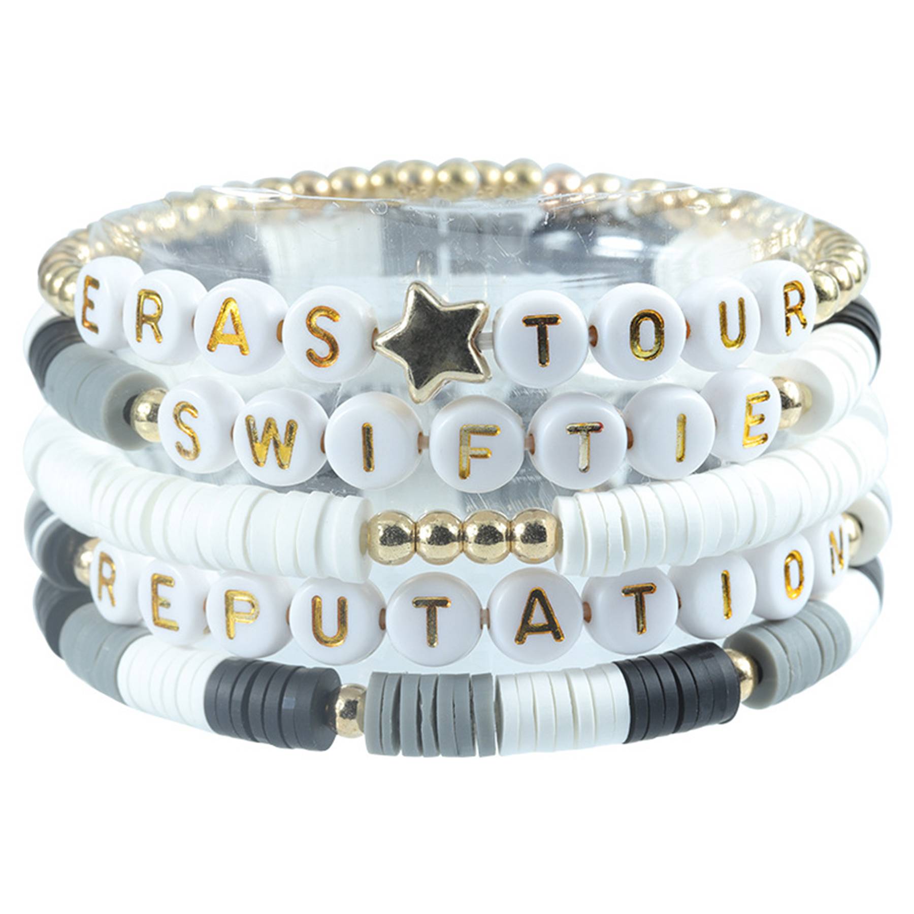 Plastic Stretch statement coloured letter beaded bracelet 5
