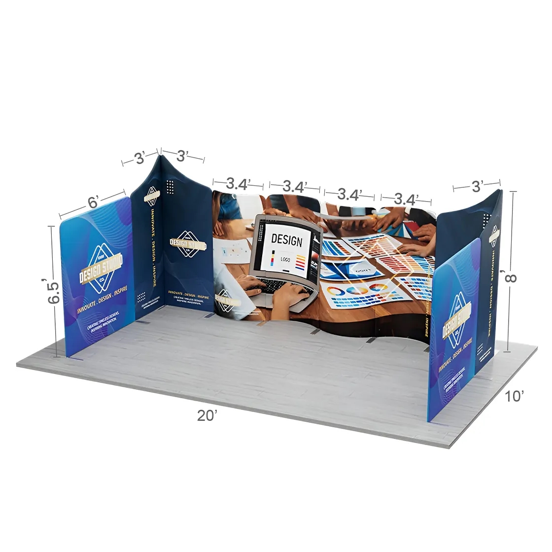 20ft Magnetic Modular Fabric Displays - U Shape 14