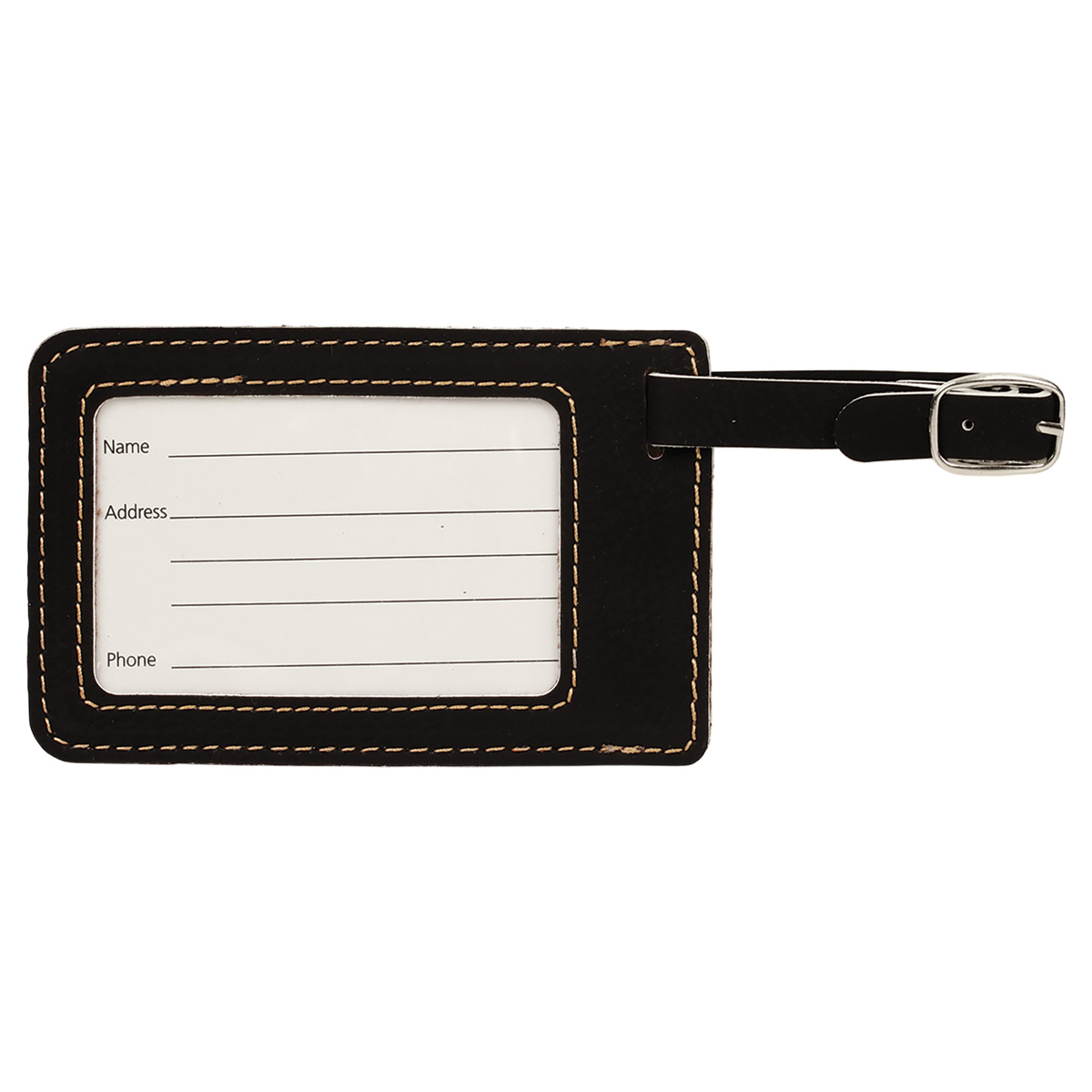 Black/Gold Leatherette Luggage Tag 5