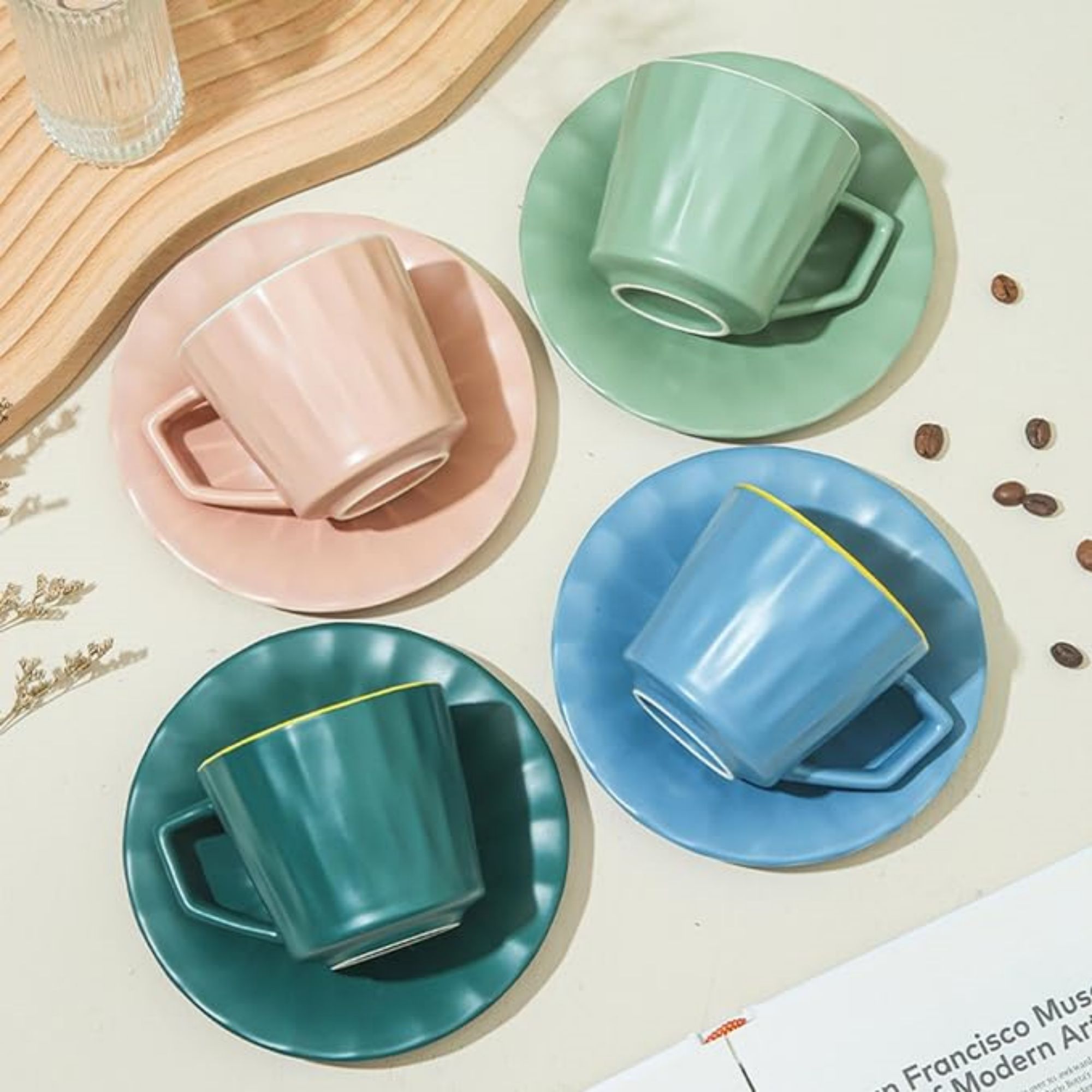 8 oz European Ceramic Mug With Tray 1