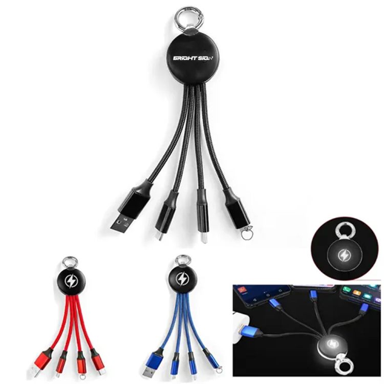 3-in-1 Illuminated Charging Cable Keychain 1