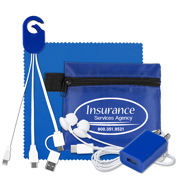 Mobile Tech Charging Kit with Earbuds, Charging Cable and Charger In Zipper Pouch 14