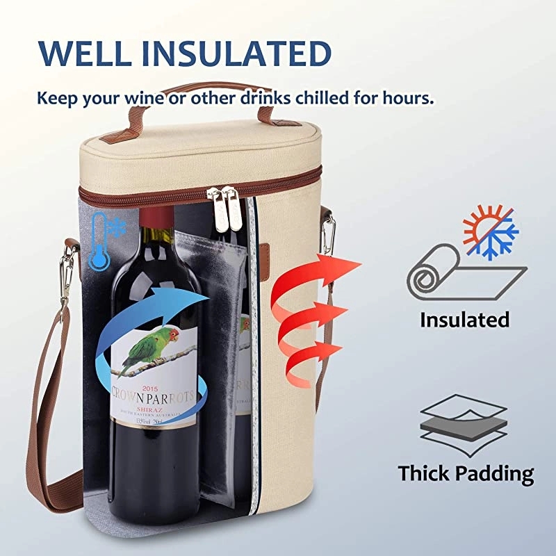 2 Bottle Insulated Wine Cooler Tote Bag 3