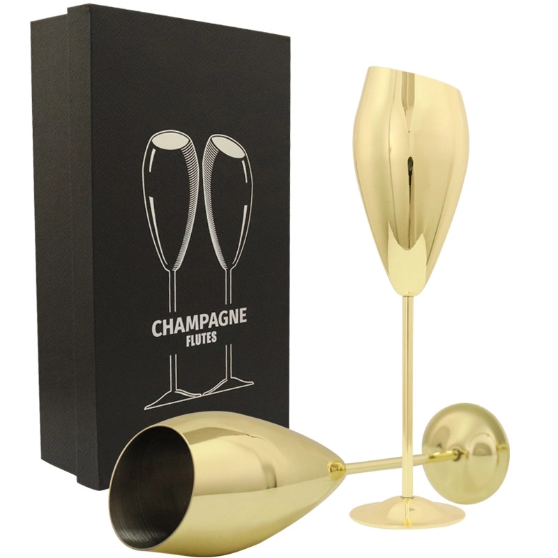 Custom 7 oz Stainless Steel Champagne Flutes Set of 2 8
