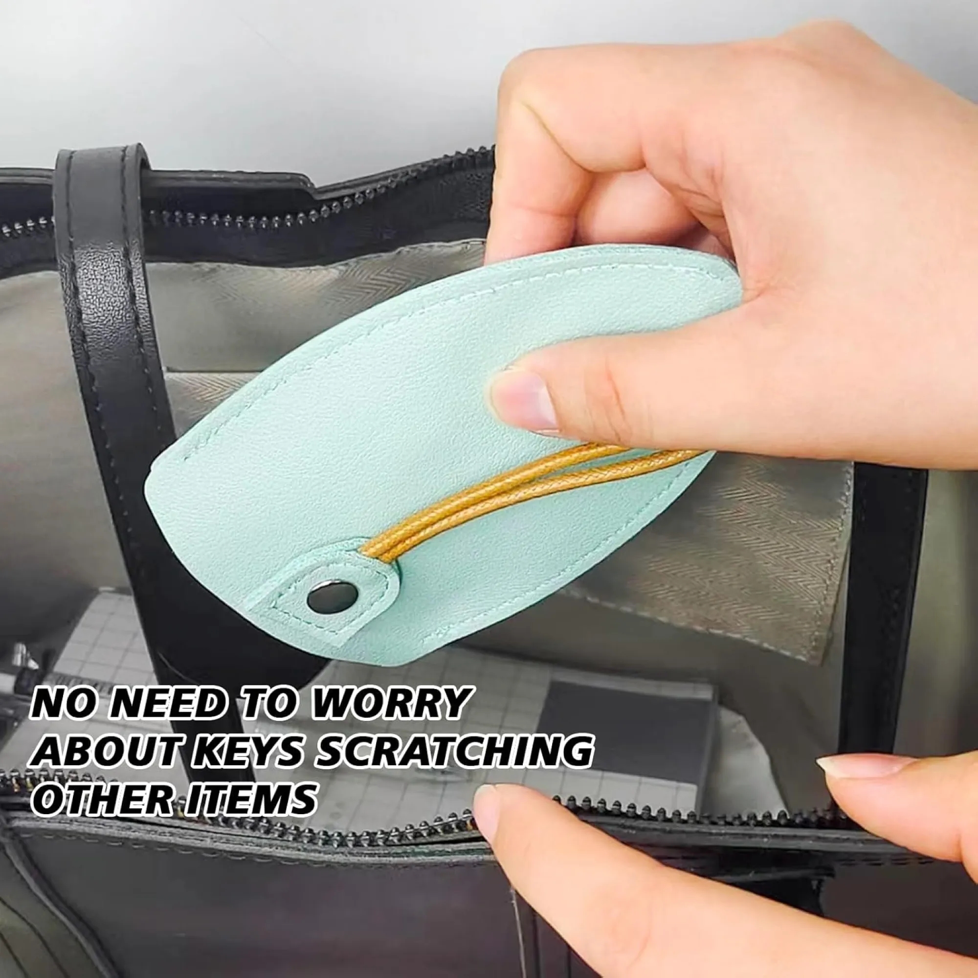 PU Portable Large Capacity Drawstring Keychain Pendant 5