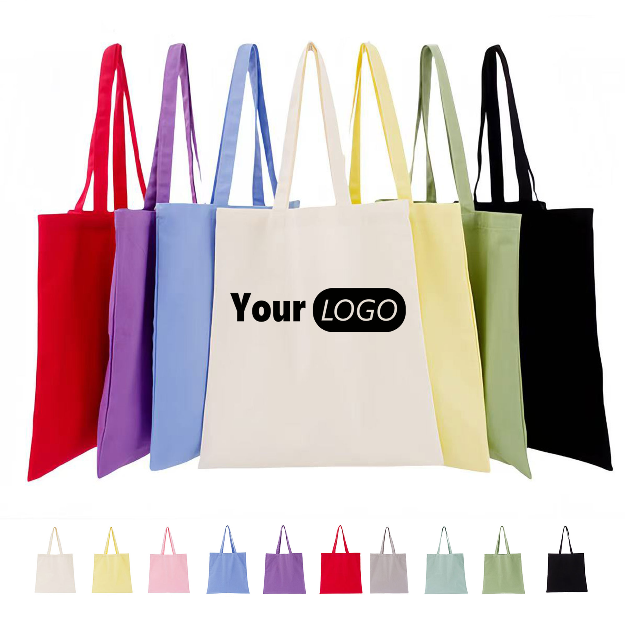 Portable Shopping Solid Color Canvas Tote Bag, custom tote bag with logo imprint 2